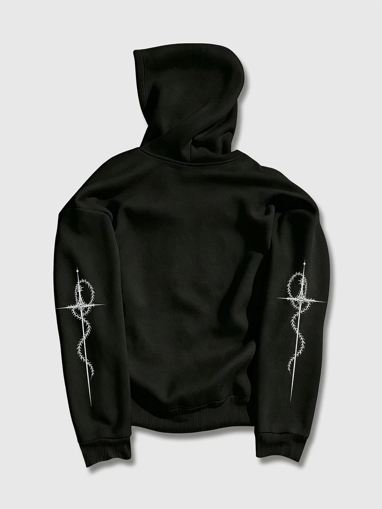ROMWE MEN Goth Spring Casual Graphic Men Graphic Print Zip Up