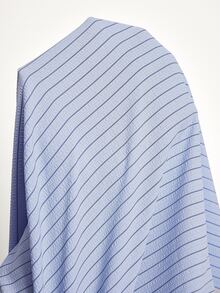 MaterniWear 藍色條紋百褶孕婦洋裝，適合派對、旅行與工作，秋季風格 - 藍色 - 查看 10