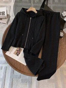 Rusticease Casual Vacation Striped Cuff Bowknot Women's 2 Pieces Set Autumn Outfits For Women - Black - View 1