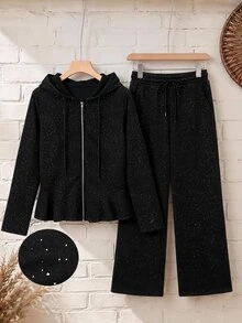 Rusticease Casual Vacation Striped Cuff Bowknot Women's 2 Pieces Set Autumn Outfits For Women - Black - View 3