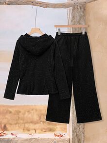 Rusticease Casual Vacation Striped Cuff Bowknot Women's 2 Pieces Set Autumn Outfits For Women - Black - View 2