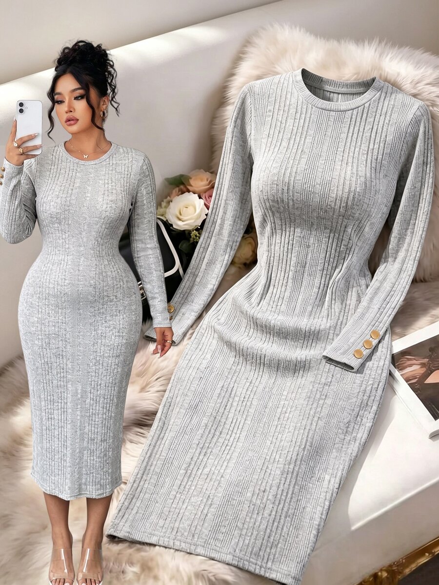 SHEIN LUNE CURVE Robes grandes tailles - Gris - Voir 1