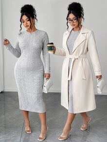 SHEIN LUNE CURVE Robes grandes tailles - Gris - Voir 3