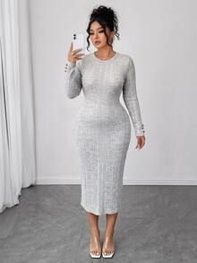 SHEIN LUNE CURVE Robes grandes tailles - Gris - Voir 6