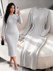 SHEIN LUNE CURVE Robes grandes tailles - Gris - Voir 8