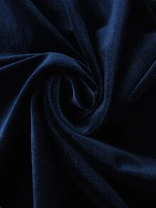 SHEIN Franclia Women's Elegant Casual Sexy Navy Blue Velvet One Shoulder Dress Tie Detail Ruched Waist Ruffle Hem Bodycon Mini Fall Party Cocktail Night - Blue - View 9