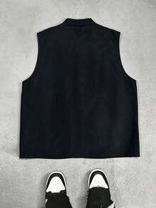 Manfinity Hypemode Men's Solid Color Frog Button Design Casual Vest - Black - View 2