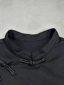 Manfinity Hypemode Men's Solid Color Frog Button Design Casual Vest - Black - View 5