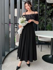 DAZY Solid Fold Pleated Skirt Fall - Black - View 5