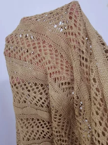 SHEIN Swim 女式空心露背露脖連帶背心裙 - 卡其色 - 查看 5