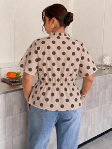 Firerie Kemeja Kasual Minimalis Retro Motif Polkadot Ukuran Besar Cocok untuk Musim Gugur - MultiWarna - View 2
