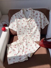 CovetEZ 女款花卉印花短袖上衣與牛仔短褲套裝，夏季穿搭，適合節慶、海灘、外出、優雅浪漫可愛休閒度假鄉村風 - 白色 - 查看 4