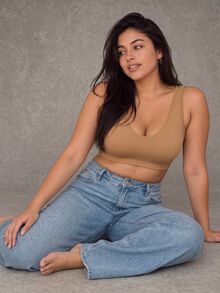 Esseday 3 Packs Ribbed Knit Deep V Neck Seamless Wireless No Padding Bralette Wide Strap Plus Size Women Underwear - Multicolor - View 7