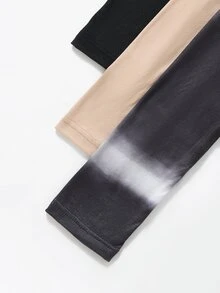 SHEIN Unity Setelan Tiga Potong Lengan Panjang Tanpa Bahu untuk Wanita, Cocok Dipakai Sendirian atau Sebagai Lapisan Dasar, Menampilkan Motif Gelombang Retro dan Kaos Polos - MultiWarna - View 8