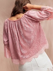 Willow Rêve 女款粉色波西米亞法式浪漫優雅前綁帶開襟上衣 度假秋季甜美襯衫 適合上班約會之夜 花園派對早午餐 時尚可愛 - 粉色 - 查看 7