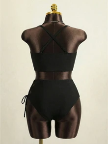 Slaydiva Plus Size Lace-Up Side Cut Out Sexy Swimwear Bottom Summer - Black - View 2