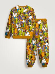 SCOOBY-DOO X SHEIN Young Boy Cartoon Print Long Sleeve Sweatshirt And Jogger Pants Set - White - View 8