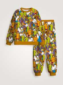 SCOOBY-DOO X SHEIN Young Boy Cartoon Print Long Sleeve Sweatshirt And Jogger Pants Set - White - View 7