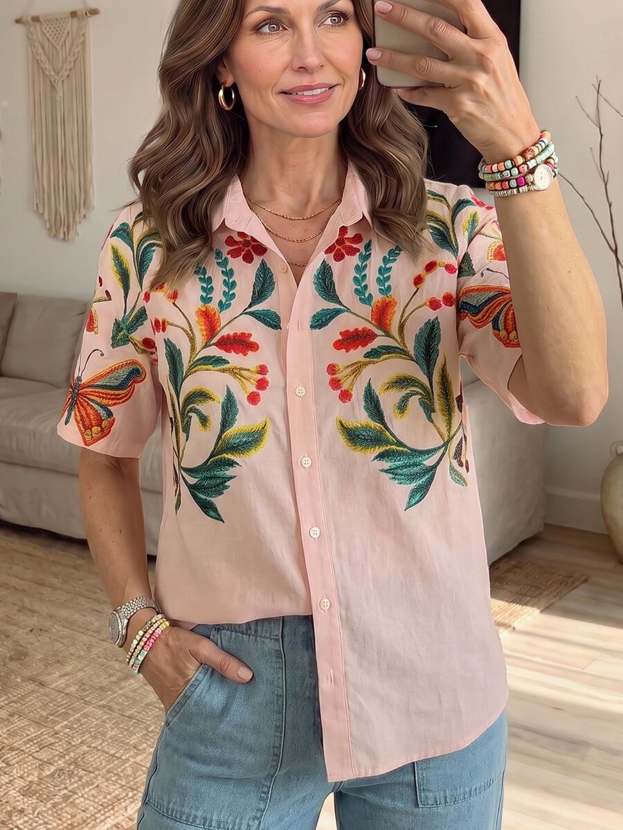 Hansera New Summer Short Sleeve Beach Shirt For Women - Multicolor - View 1