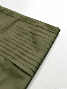 INAWLY Women's Fashion Casual Sexy Romantic Minimalist Strapless Solid Color Dress - Green - View 5