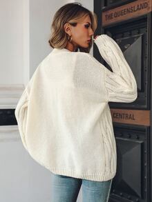 Balvessa Cardigan Wanita Warna Polos Kasual Serbaguna untuk Pemakaian Sehari-hari - Krem - View 3