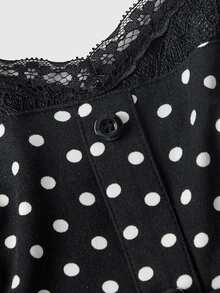 Sweetness Women's Autumn Cami Mini Dress, Multi-Layer Ruffle Lace Patchwork Polka Dot, Cute & Sweet - Multicolor - View 3