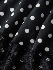 Sweetness Women's Autumn Cami Mini Dress, Multi-Layer Ruffle Lace Patchwork Polka Dot, Cute & Sweet - Multicolor - View 4