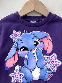SHEIN Playful Pals 女童 2 合 1 衛衣洋裝，長袖，可愛卡通漸層豹紋印花，休閒仙女牛仔風洋裝，適合秋冬 7 歲生日，紫色 - 彩色 - 查看 6