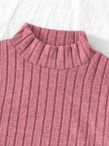 SHEIN Tween Girl Heart Fuzzy Jacket & Knit Flared Pants 3Pcs Winter Set - Pink - View 7