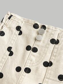 SHEIN Baby Girl Fashion Polka Dot Button Pocket Denim Jeans - Multicolor - View 4