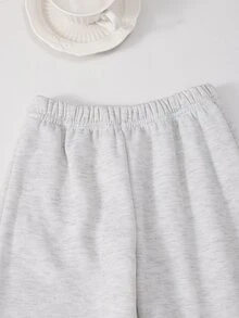 SHEIN Genkimix Kids 2件裝少女珊瑚絨毛絨衛衣，抓絨內裡半拉鍊外套上衣，休閒經典百搭白色套裝，2026新款秋冬款 - 紫色 - 查看 6