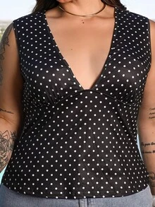 Bibi Tomais 大码女式复古浪漫休闲度假可爱深V领修身休闲通勤上学背心，适合春季、夏季、秋季、返校季、音乐节、感恩节等场合。 - 彩色 - 查看 5