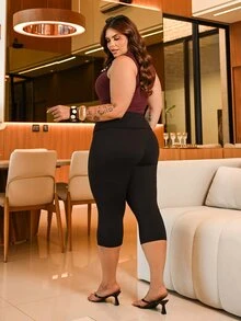 Bibi Tomais Plus Size Casual Versatile Mid-Length Skinny Stretch Pants - Grey - View 2