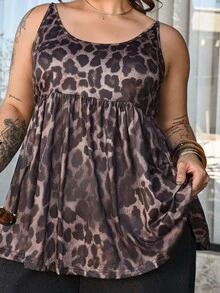 Bibi Tomais Plus Size Leopard Print Casual Sleeveless Tank Top For Summer - Multicolor - View 5