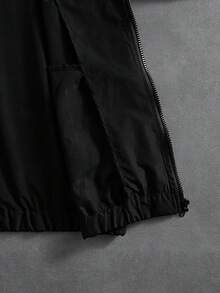 PAVTROS Setelan Olahraga Kasual Pria Ukuran Besar dengan Jaket Berkerudung dan Celana Berpotongan Kontras, Pakaian Jalanan Pria, - Hitam - View 8