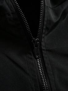 PAVTROS Setelan Olahraga Kasual Pria Ukuran Besar dengan Jaket Berkerudung dan Celana Berpotongan Kontras, Pakaian Jalanan Pria, - Hitam - View 4