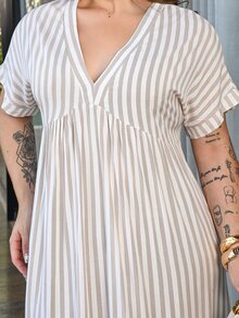 Bibi Tomais Plus Size Women White Ruffle Hem Fashion Dress Spring Outfits For Dresses Picnic New Arrival Casual Boho Linen Summer Vacation - Apricot - View 4
