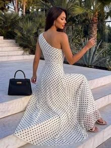 Firerie 女款優雅正式辦公通勤休閒度假派對復古教師風網紗素色連身裙 - 杏色 - 查看 4