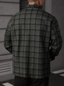 Manfinity CasualCool Men's Composite Pure Polyester Fabric Long Sleeve Shacket, Autumn/Winter - Multicolor - View 2