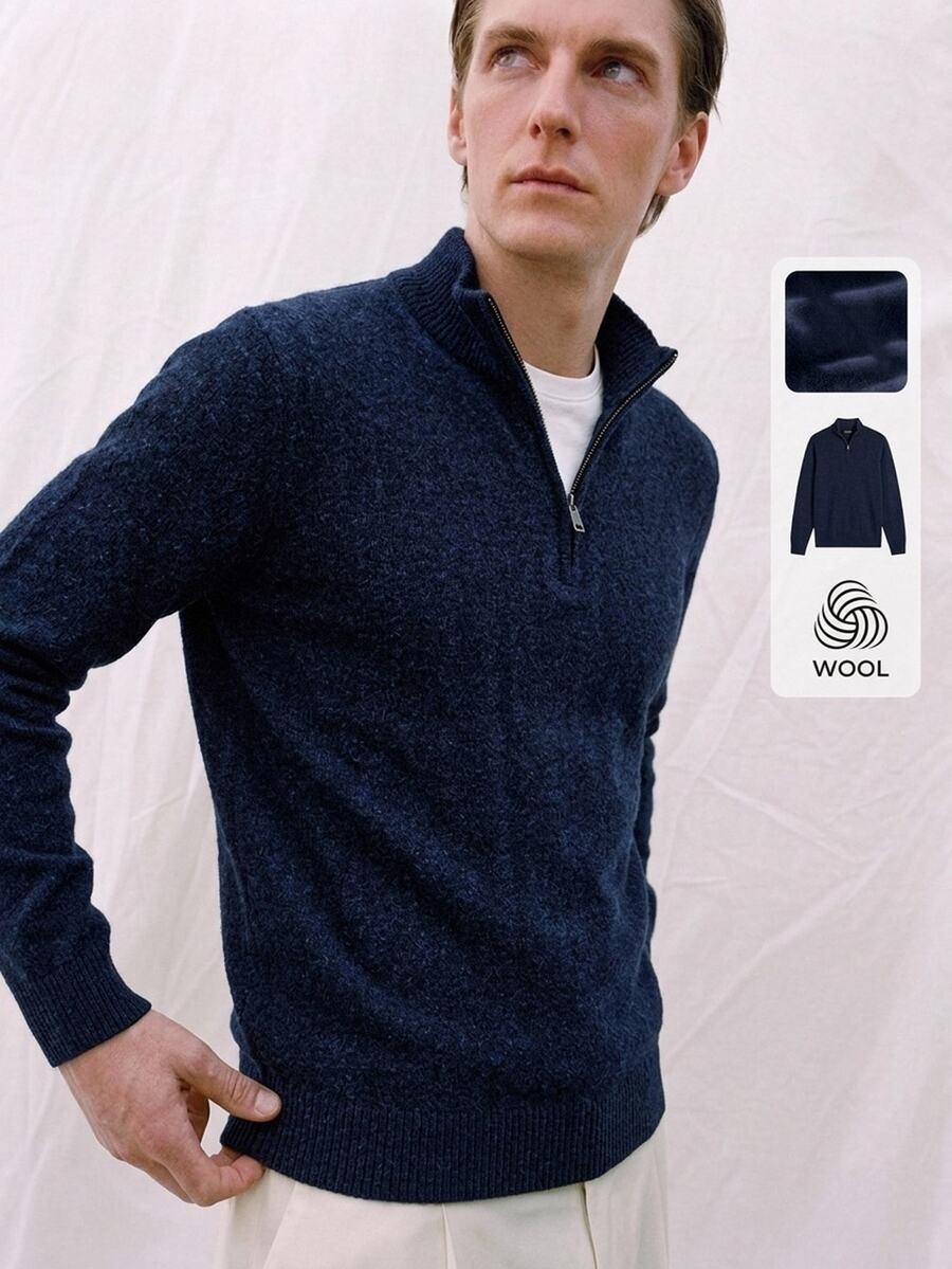 Manfinity CityGents Men Sweaters Office Business Navy Blue Casual - Navy Blue - View 1