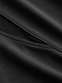 SHEIN Cheerettes Women's Leggings Black Mesh Panel Inclusive Fit High Waist Stretch Tummy Control Squat Proof Breathable Workout Loose Baggy Gym Sports Yoga Fall - Black - View 6