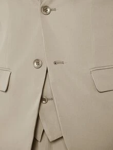 SIGLOCORE Men 1pc Lapel Neck Blazer & 1pc Single Breasted Waistcoat & 1pc Suit Pants - Apricot - View 3