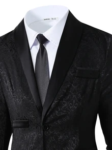 2pcs/Set Teen Boy Gentleman Suit Black Blazer + Long Pants, Elegant, Suitable For Birthday, Wedding, Wedding Guest, Pageboy, Ring Boy, Back To School - Black - View 5