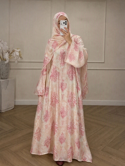 Yasmyna رداء صلاة نسائي فضفاض كاجوال بطبعة زهور من قماش ناعم مريح وأنيق