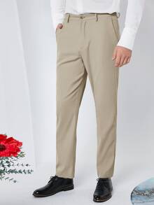 CalleClaro Men 1pc Lapel Neck Blazer & 1pc Single Breasted Waistcoat & 1pc Suit Pants - Apricot - View 14