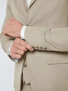 CalleClaro Men 1pc Lapel Neck Blazer & 1pc Single Breasted Waistcoat & 1pc Suit Pants - Apricot - View 5