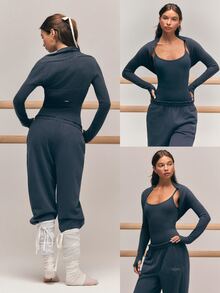 GLOWMODE Knit Blend Center Stage Ultra-Soft Long Sleeves Cover-Up With Thumbholes Ballet Barre Studio Daily Casual Balletcore - Grey - View 8