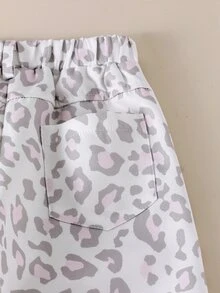 SHEIN 女童奶油白波點寬腿褲，寬鬆直筒休閒牛仔風長褲，適合日常上學、度假，秋季與冬季穿著 - 淺灰色 - 查看 6