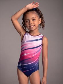Set Leotard Gradien Ungu & Merah Muda untuk Anak Perempuan, Gradien Ungu, Pakaian Olahraga Anak Perempuan Terbaru, Gaya Terlaris, Penting untuk Olahraga, Pakaian Tari Cetak Digital & Rhinestone, Celana Pendek Warna Senada, Cocok untuk Senam, Pertunjukan Tari, dll. - Purple - View 5