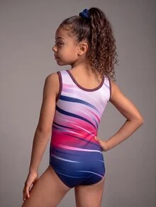 Set Leotard Gradien Ungu & Merah Muda untuk Anak Perempuan, Gradien Ungu, Pakaian Olahraga Anak Perempuan Terbaru, Gaya Terlaris, Penting untuk Olahraga, Pakaian Tari Cetak Digital & Rhinestone, Celana Pendek Warna Senada, Cocok untuk Senam, Pertunjukan Tari, dll. - Purple - View 7